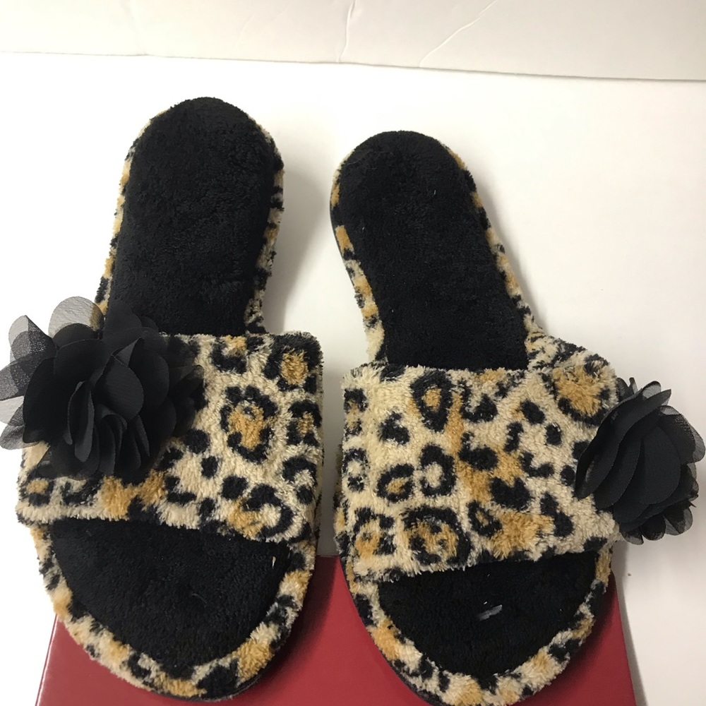 Vintage Dollbaby leopard dearfoams slippers pinup rockabilly y2k slides s 5 6